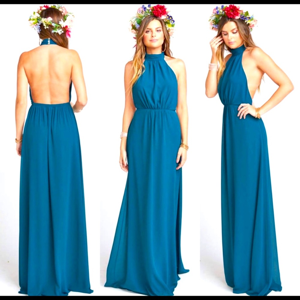 NEW Show Me Your Mumu Jade Chiffon Collette Halter Gown Size S PROM DRESS